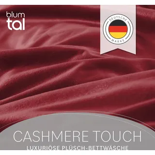 Blumtal Bettwäsche 140x200 & 2x 80x80cm Cashmere-Touch Plüsch in Dunkelrot - Dunkelrot