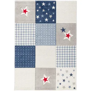 Pergamon Kinder Teppich Maui Kids Karo Sterne , Blau , Textil , Animalprint , 120x170 cm , Teppiche und Böden, Teppiche, Kinderteppiche