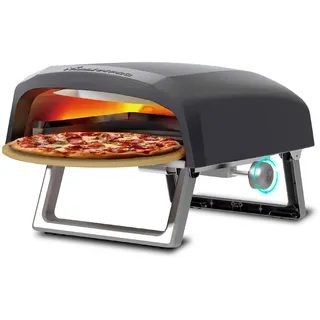 Master Pro MasterPRO Napoli - Tragbarer Gas-Drehpizzaofen - Schnelles, gleichmäßiges Garen - Leistung bis zu 500°C - Pizzen in 60 Sekunden fertig - Tragetasche und Steintablett im Lieferumfang enthalten