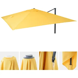 Ersatz-Bezug für Luxus-Ampelschirm HWC-A96, Sonnenschirmbezug Ersatzbezug, 3x3m (Ø4,24m) Polyester 2,7kg gelb - Gelb