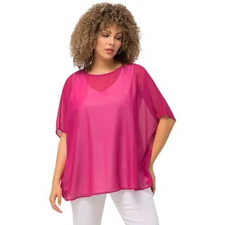 Ulla Popken Damen Chiffonbluse Trägershirt/Cami Shirt, Fuchsiapink, 50-56