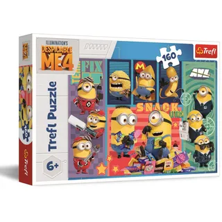 Trefl 15423 Despicable Me 4, Freude der Minions 160 Elemente-Buntes Puzzle mit Helden der Fernsehserie, Kreative Unterhaltung, Spiel für Kinder ab 6 Jahren, Mehrfarbig