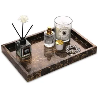 Kosmetiktabletts Marmor Tablett Badezimmertablett Luxuriöse Marmortablett Dunkelbraun 30 x 20 x 3 cm Schlüsselschale Küche Tabletts Dekotablett für Arbeitsplatte Bad Kerzen Handtuch