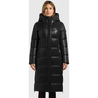 Steppmantel KHUJO "WILLA", Damen, Gr. L (40), schwarz, Steppware, Obermaterial: 100% Nylon. Futter: 100% Nylon. Wattierung: 100% Polyester, unifarben, Basic knieumspielend, elastischer Bund, Mäntel Steppmantel, praktische Seitenschlitze mit Reißverschluss