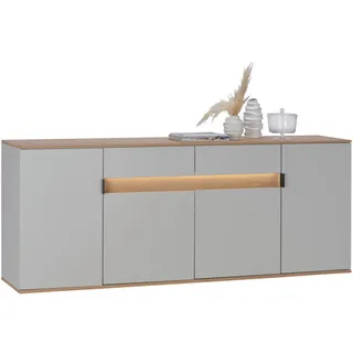 Dieter Knoll Sideboard , Eichefarben, Hellgrau , Holz, Holzwerkstoff , Asteiche , furniert , 6 Fächer , 2 Schublade(n) Schubladen , 205.6x80x42 cm , Typenauswahl, Beimöbel erhältlich , Holzmöbel, Kommoden Holz, Sideboards Holz