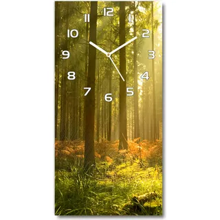 Wanduhr aus Glas – 30x60 cm - Glasbild - Glasuhr - Gehärtetes Glas -Ein schöner Wald - Grün