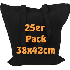 Cottonbagjoe 25 Recyclingtaschen aus recycelter Baumwolle | 38x42 cm | Öko - Baumwolltaschen | robust, mit dickem Stoff und langen Henkeln | Stofftaschen