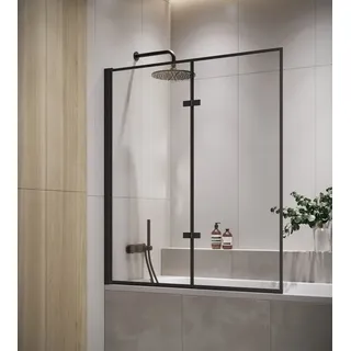Badplaats Duschwand für Badewanne Medal 100 x 140 cm Schwarz - Drehbare Duschtrennwand mit 5 mm ESG Sicherheitsglas, Nano-Beschichtung - Schwarz