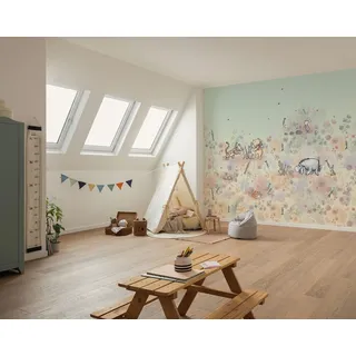 KOMAR Vlies Fototapete Disney Winnie the Pooh Flowerfield pastell,