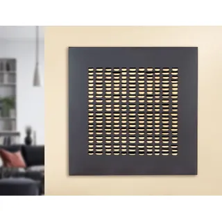 Casablanca Metallbilder Wanddeko Bilder Metall – moderne Wanddekoration Wohnzimmer – Wandbild 3D Metallbild Wand Deko quadratisch Wall Decoration 80 x 80 cm Schwarz Natur