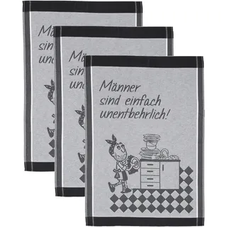 Ross "Männer sind einfach unentbehrlich", Sprüchetuch, aus 100% Baumwolle, schwarz, grau),