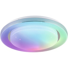 Bild 70546 LED Deckenleuchte Rainbow mit Regenbogeneffekt RGBW+ 1600lm 230V 22W dimmbar Chrom, Weiß
