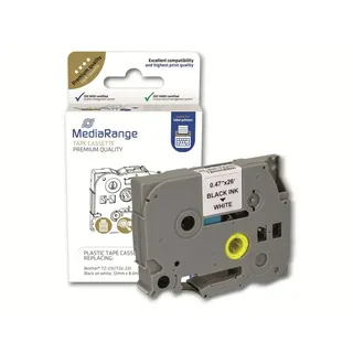 MediaRange Schriftband ersetzt Brother TZ-231/TZe-231, permanent haftend, 12mm, 8m, laminiert, schwarz auf weiß