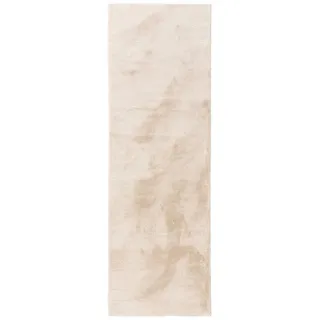 benuta Basic Kunstfaser Fellteppich Furry - Beige 80x300 cm - Weicher Wohnzimmerteppich - Anti-Rutsch-Rückseite - Waschbar - Für Fußbodenheizung geeignet