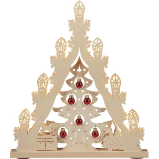 Lichterspitze 7 flg. Baum mit roten Kugeln 38,0 x 43,0 X 4,5 cm NEU Schwibbbogen
