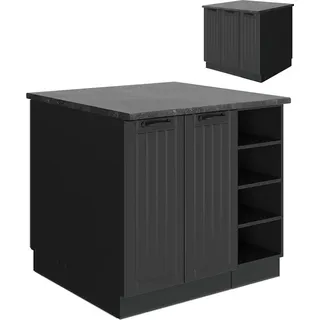 Vicco Kücheninsel Fame-Line, 90 cm ohne Arbeitsplatte, Dunkelgrau/Anthrazit - Grau