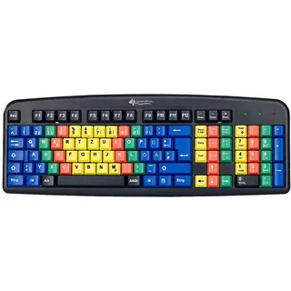 GeneralKeys Lerntastatur: USB-Übungs-Tastatur mit Farbkodierung für 10-Fingersystem (Bunte Tastatur, Übungstastatur, Finger Lerntastaturen)