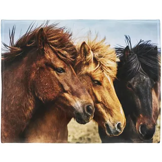 YISUMEI Tiermotiv Kuscheldecke Gelbe Pferde Weich Bequem Kunstfell Decke Kuscheldecken für Couch Bett XXL,150 x 200 cm