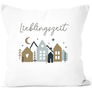 SpecialMe® Kissen-Bezug Lieblingszeit Winterzeit Weihnachten Geschenk Adventskalender Wichteln weiß Standard