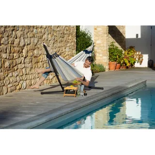La Siesta Hängemattengestell , Schwarz , Metall , 90x95-115x270-310 cm , Gartenmöbel, Gartenschaukeln, Hängematten