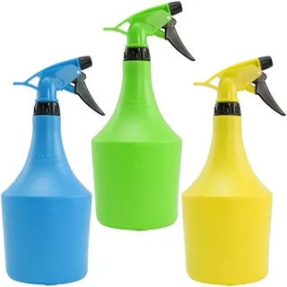 com-four® 3X Blumensprüher - Sprühflasche zur Bewässerung von Pflanzen - Wassersprühflasche zum Wasserzerstäuben und zur Schädlingsbekämpfung [Auswahl variiert] (3 Stück 1.0L bunt)