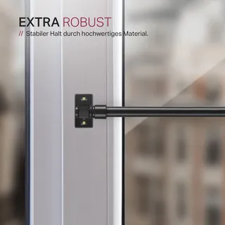 Cafehausstange inkl. Klemmträger ( Schwarz / 50-75cm ), Gardinenstange 50 bis 225 cm Länge ausziehbar, für Bistrogardinen, leichte Vorhänge, Gardinen - Schwarz