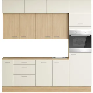 Küchenzeile KOCHSTATION "KS-Lucy", küche: natur, korpus: eiche hell, arbeitsplatte: eiche hell, B:240cm H:247cm T:60cm, Komplettküchen-Sets, Küchenzeile, Breite 240 cm, Soft-Close, inkl. Zubehör, wahlweise mit Geschirrspüler