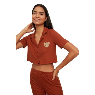 Trendyol Damen Cinnamon Camisole Knitted Pajama Set, Cinnamon, M EU