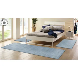 THEKO »Gabbeh Uni, Handweb Teppich, meliert, reine Wolle« Höhe 14, mm 3 Stk. tlg. Bettvorleger, Uni-Farben, handgewebt, Läufer-Set, Schlafzimmer,