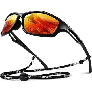 LINVO Sonnenbrille Herren Polarisiert Verspiegelt TR90 Sportbrille UV400 Cat 3 CE