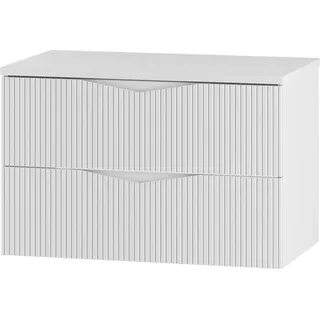 Badezimmer Waschtischunterschrank mit 80 cm Breite in weiß mit gerillter Front, 2 Schubladen - CALURI-140