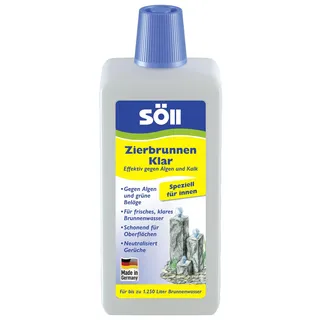 Söll 83691 ZierbrunnenKlar 500 ml - effektiver Zierbrunnenreiniger, Brunnenreinigung für Zimmerbrunnen Dekobrunnen, gegen Algen und Kalk