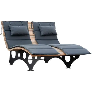 HOME DELUXE - Wellenholzliege TAIGA inkl. 2x Auflage- Waldsofa Schwungliege Relaxliege - Naturbelassen, Beige