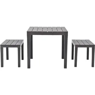vidaXL Gartentisch mit 2 Bänken Kunststoff Braun - Braun