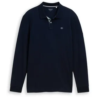 Tom Tailor Basic Contrast Langarm-polo - Sky Captain Blue, M