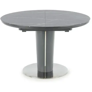 Halmar Runde Faltung Esstisch Ricardo - grauer Marmor / dunkelgrau - Grau