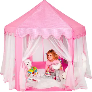 Spielzelt für Kinder Prinzessinnenschloss Stehhöhe Indoor Rosa 23869 - Rosa