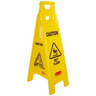 Rubbermaid Commercial Products 4 Sided Floor Sign with Caution Wet Floor Imprint - Yellow