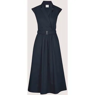 Midikleid MADELEINE "Wickelkleid Sommerkleid mit Gürtel", Damen, Gr. 48, N-Gr, blau (marine), Obermaterial: 100% Baumwolle CO., Modern, figurumspielend, Kleider Midikleid, Reverskragen im Wickelstil