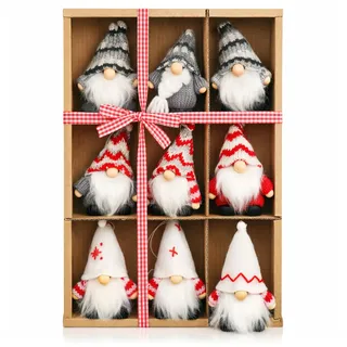COM-FOUR® 9X Premium Weihnachtsmann-Anhänger für den Weihnachtsbaum | schwedisch-skandinavische Deko-Trolle - Christbaum-Figuren Anhänger als Baumbehang - Weihnachtsschmuck