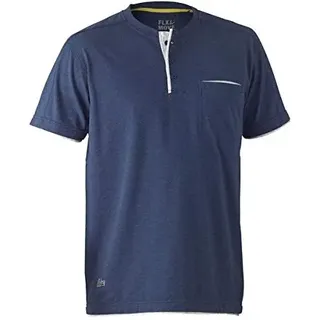 Bisley Herren T-Shirt Flex & Move Henley T-Shirt aus Baumwolle, kurzärmelig, Blau