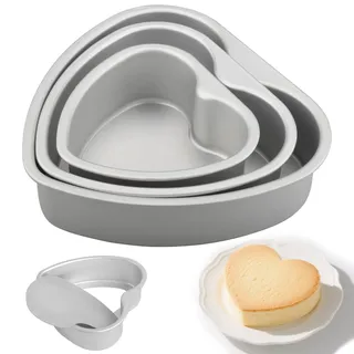 Doafoce 3er Kuchenform Herz Backformen Set Anodisierte Aluminium Backform Herz Form Antihaftbeschichtung Backtool Herzbackform Groß für Herzkuchen Pudding 6in, 8 in und 10in