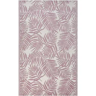 BELIANI Outdoor Teppich Rosa/Weiß Polypropylen 120x180 cm Palmen-Muster Jacquardgewebt Rechteckig Kurzflor Gartenaccessoires Terrasse Wohnzimmer - Rosa, Weiß