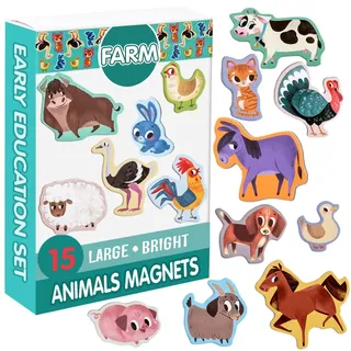 Magdum 15 Bauernhof Magnete Kinder für magnettafel - Magnet Spielzeug Kinder - Kinder Magnete - Kühlschrankmagnete Kinder - Kühlschrank Magnete Set Kinder - Spielzeug ab 3 Jahre - Lernspiele ab 3