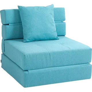 Fortuna Lai Schlafsessel klappbar 2-in-1 Klappsessel mit Bettfunktion Relaxsessel mit Kissen Gästebett bis 100 kg belastbar Blau - Blau