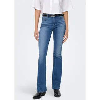 Bootcut-Jeans ONLY "ONLBLUSH MID WAIST FLARED DNM BOX", Damen, Gr. M (38), Länge 30, medium blau denim, Denim/Jeans, Obermaterial: 92% Baumwolle, 6% Elastomultiester, 2% Elasthan, unifarben, Jeans Bootcut-Jeans