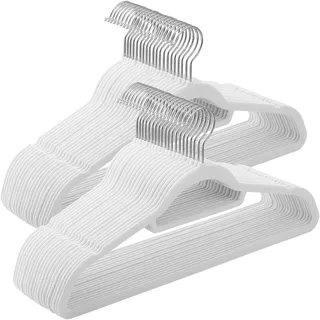 Songmics Kleiderbügel Samt Silber/Weiß 50 St.