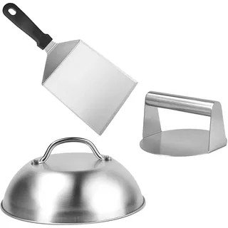 Relaxdays Burgerpresse 24 cm Edelstahl Silber
