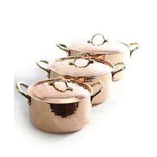 CopperGarden Kupfertöpfe 3er Set mit Deckel & Messinggriffe I Gehämmerte Kupferkochtöpfe: Ideale Wärmeleitung & -verteilung I Robuste Kupfer Töpfe mit 100% Zinn beschichtet