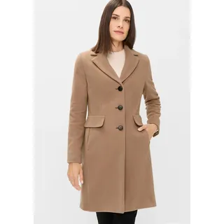 Wollmantel FUCHS SCHMITT "Wollkurzmantel", Damen, Gr. 34, braun (beige), Web, Obermaterial: 75% Wolle, 20% Polyamid, 5% Kaschmir, clean, unifarben, regular fit lang, V-Ausschnitt, eingesetzt,Ärmel mit Ärmelschlitz gerader Abschluss mit Schlitz, Mäntel Wollmantel, mit Reverskragen